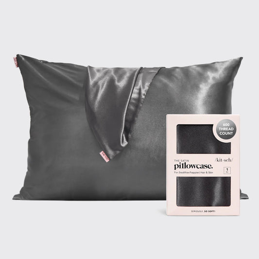 KITSCH Queen Satin Pillowcase in Charcoal