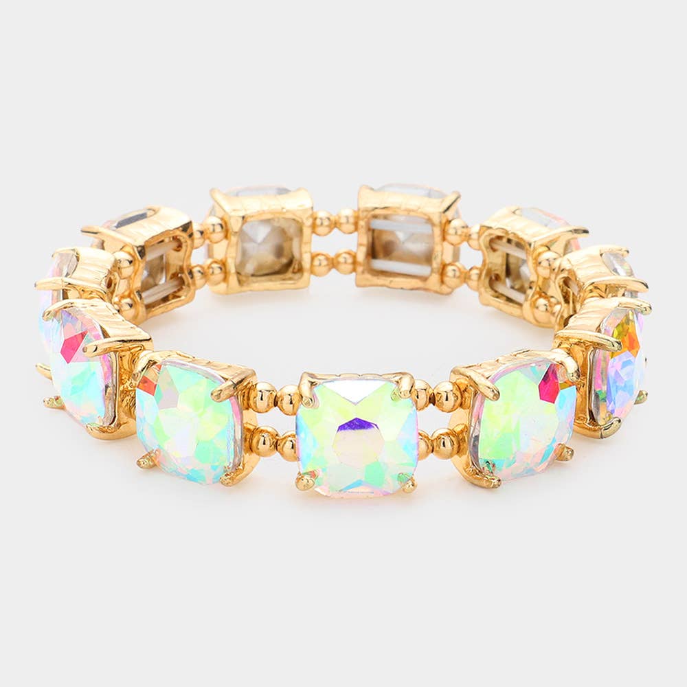 Cushion Square Stone Stretch Evening Bracelet: GCL
