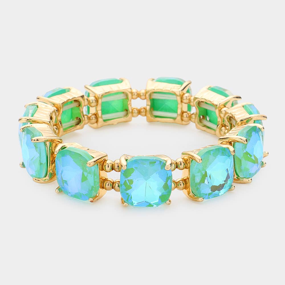 Cushion Square Stone Stretch Evening Bracelet: GCL