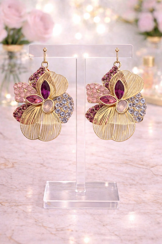 Pink Abstract Floral Earrings