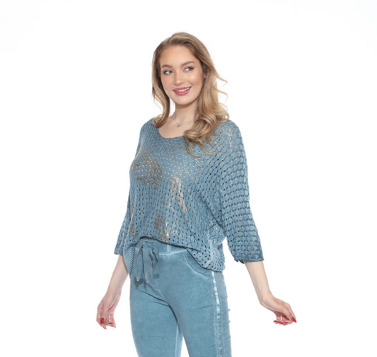 Genevieve Gold Foil Mesh Sweater