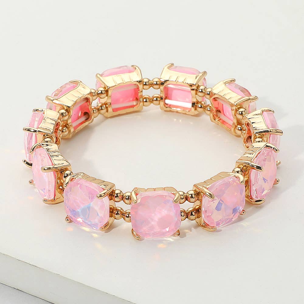 Cushion Square Stone Stretch Evening Bracelet: GCL