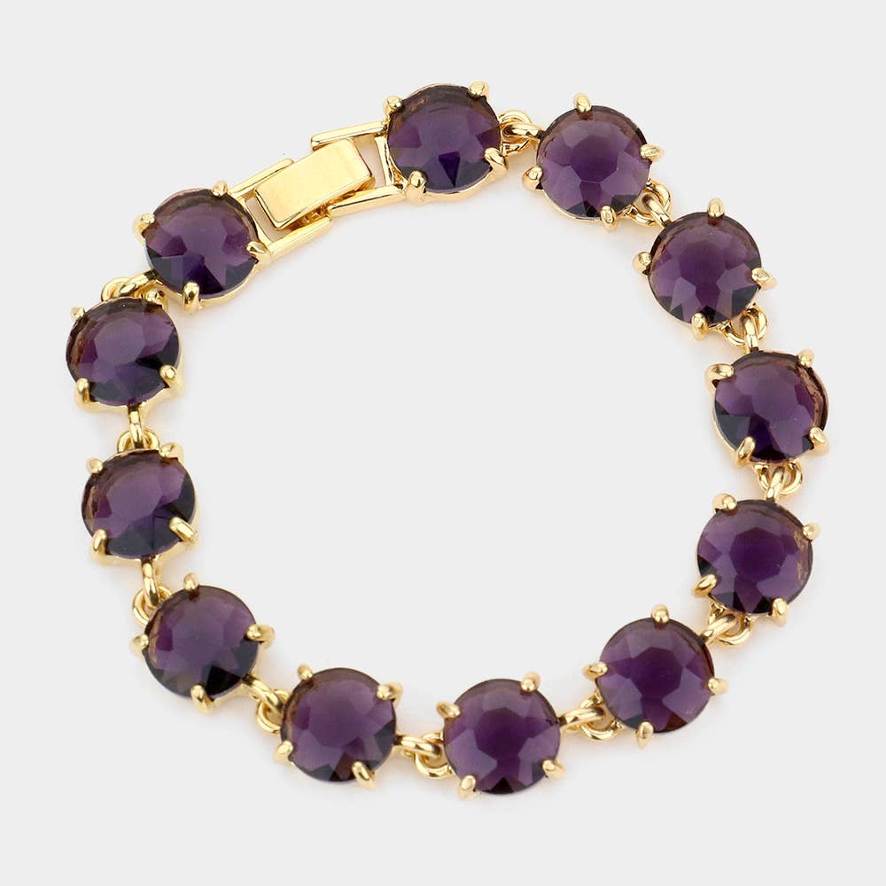 Round Stone Link Evening Bracelet: AB,Aqua
