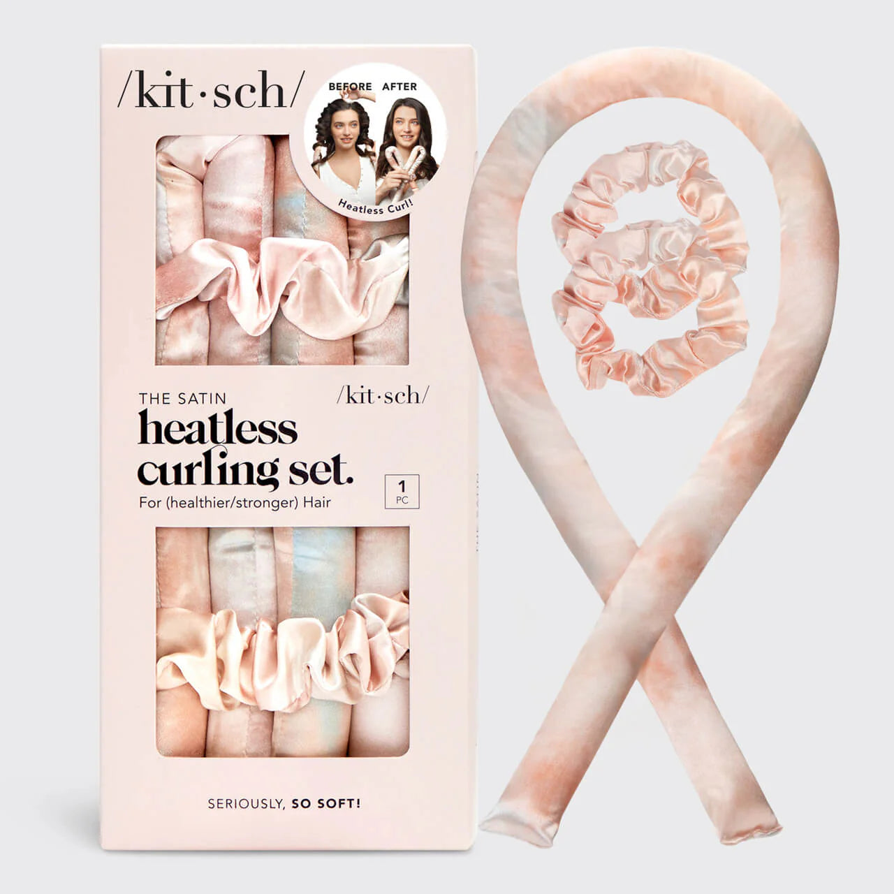 KITSCH Sunset Tie Dye Satin Heatless Curling Set