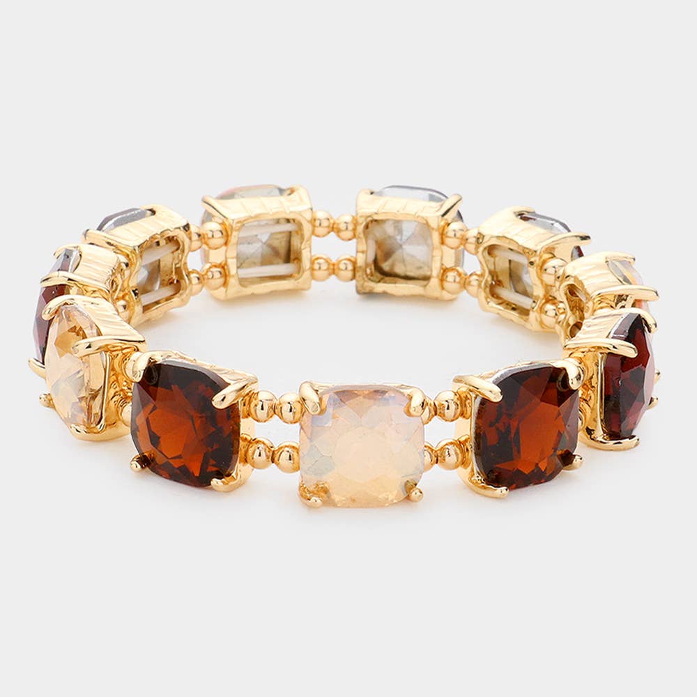 Cushion Square Stone Stretch Evening Bracelet: GCL