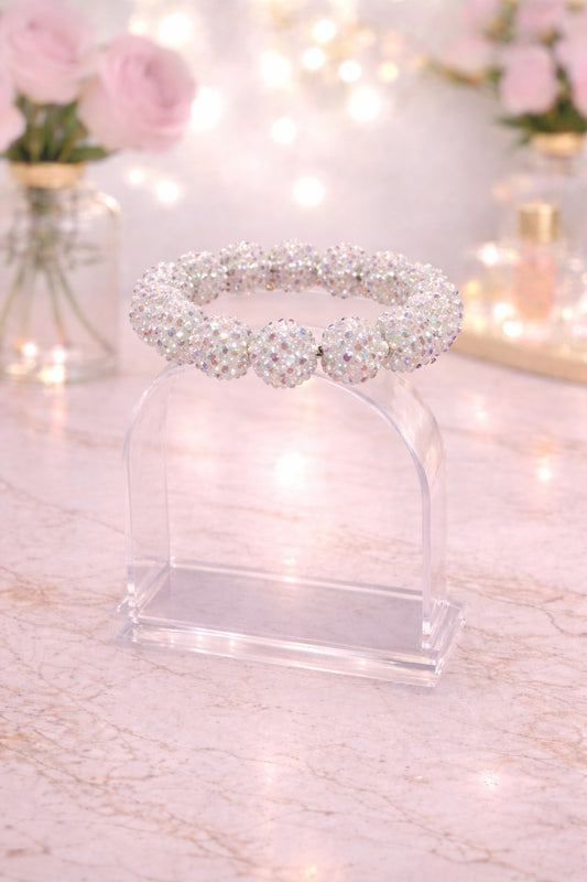 White Large Crystal Bead Bracelet