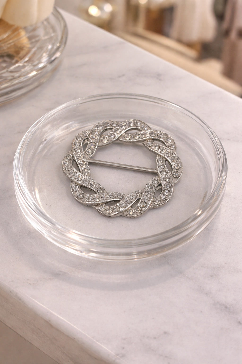 Silver Crystal Twist T-Shirt Tie
