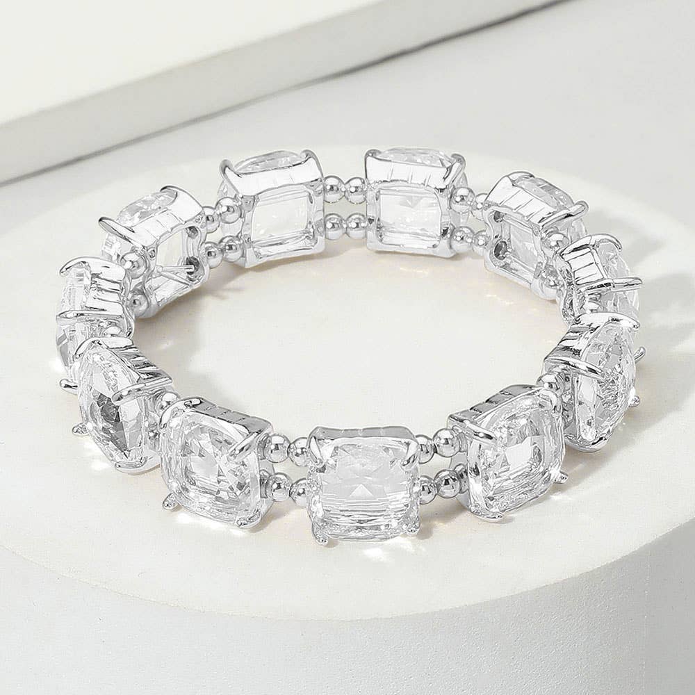 Cushion Square Stone Stretch Evening Bracelet: GCL