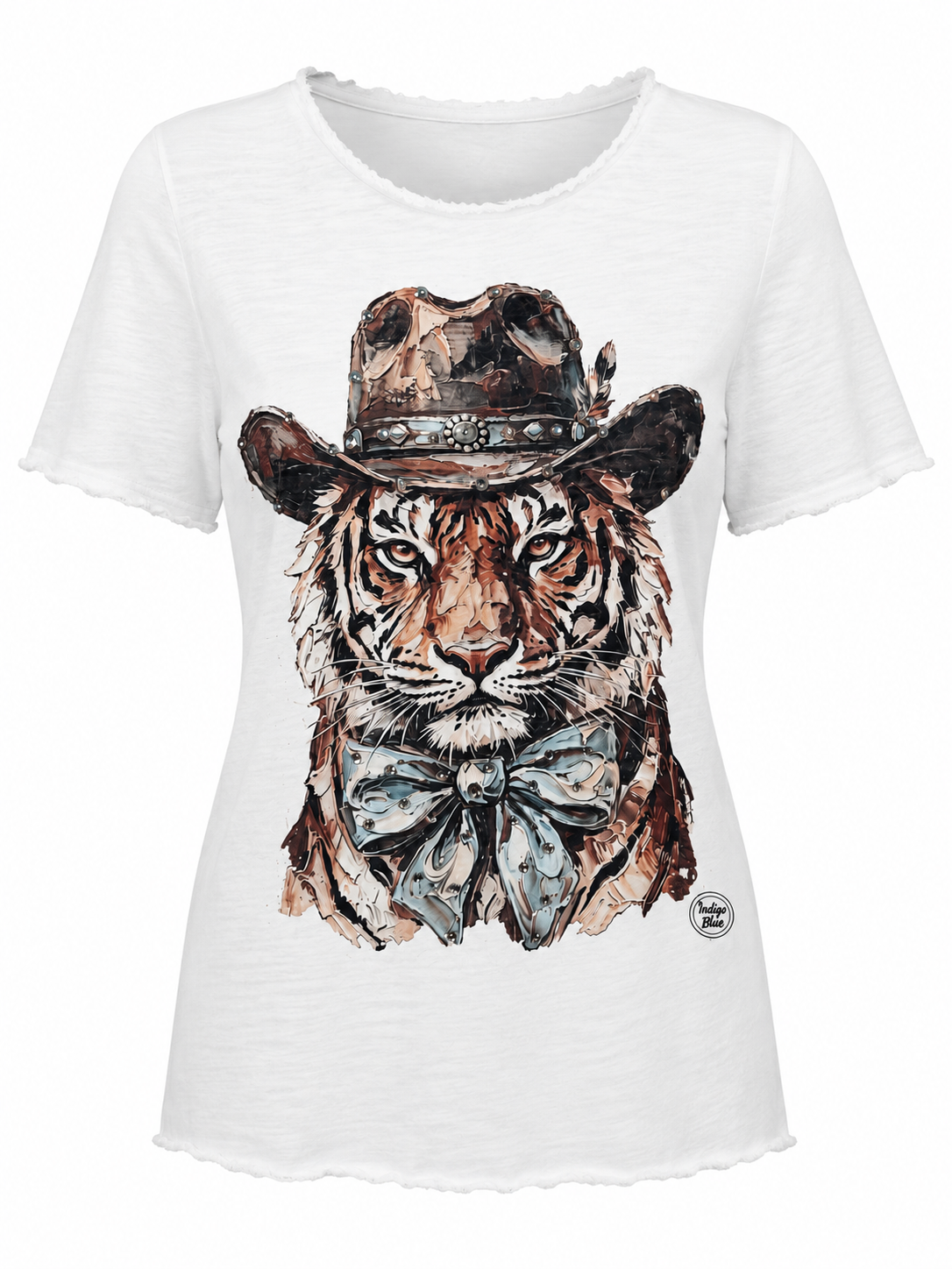 Indigo Blue - Turquoise and Tiger Stripes Top *Preorder*