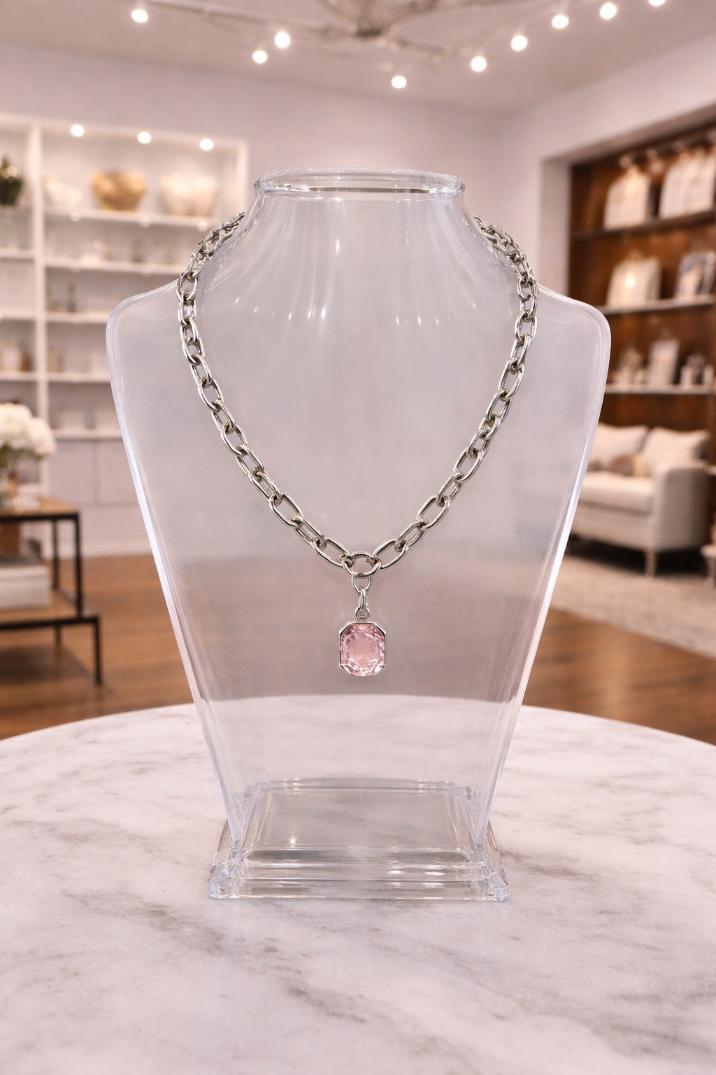Light Pink Pendant Necklace