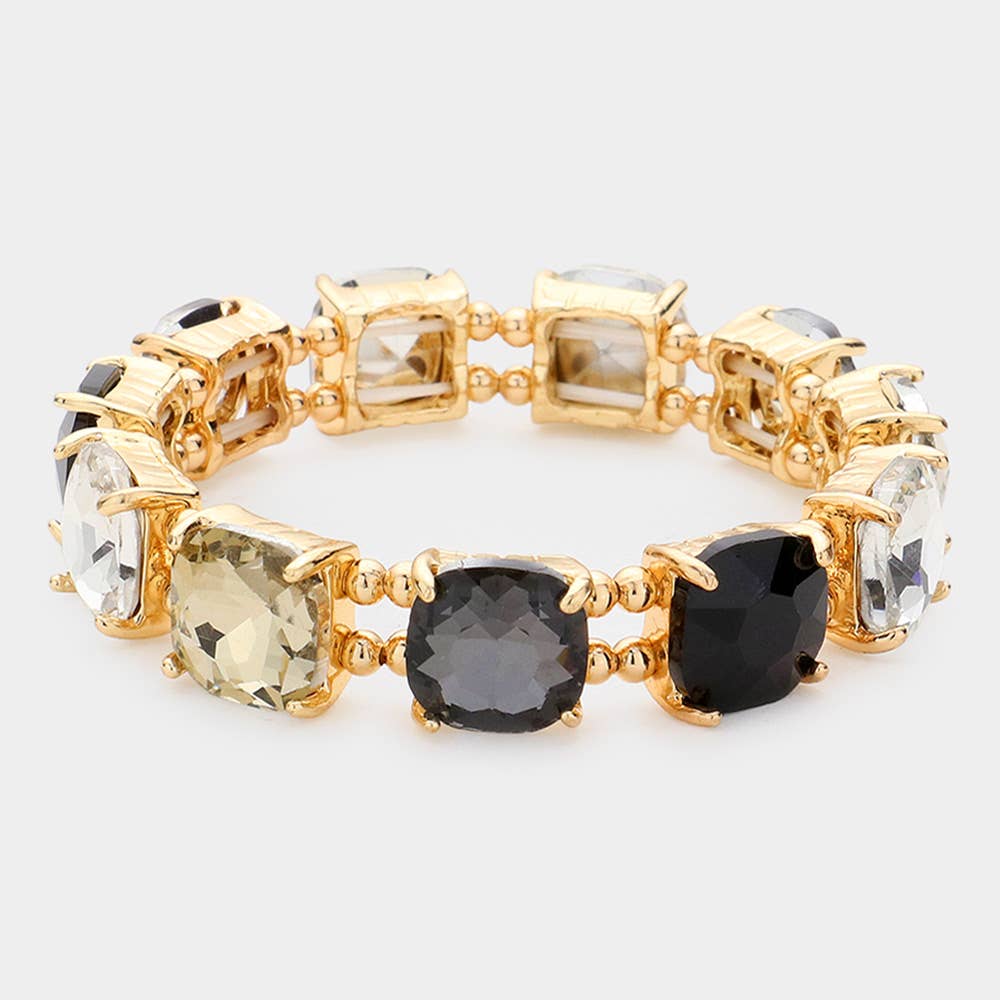 Cushion Square Stone Stretch Evening Bracelet: GCL
