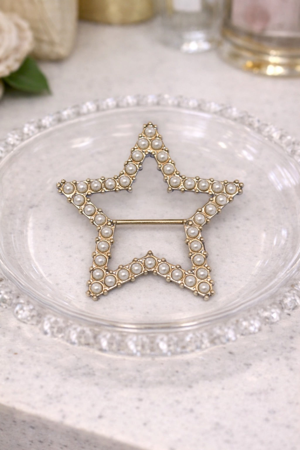 Gold Pearl Star T-Shirt Tie