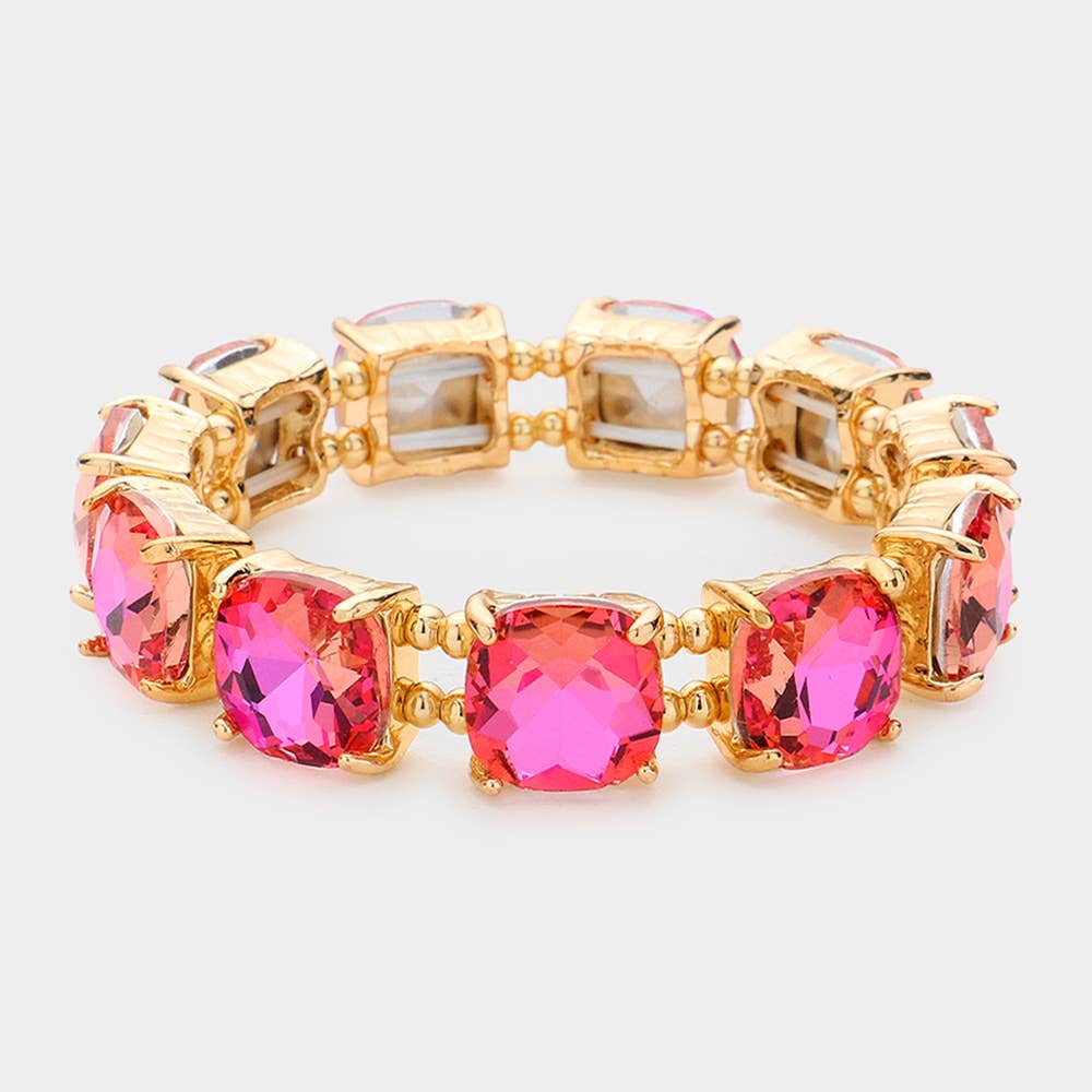 Cushion Square Stone Stretch Evening Bracelet: GCL
