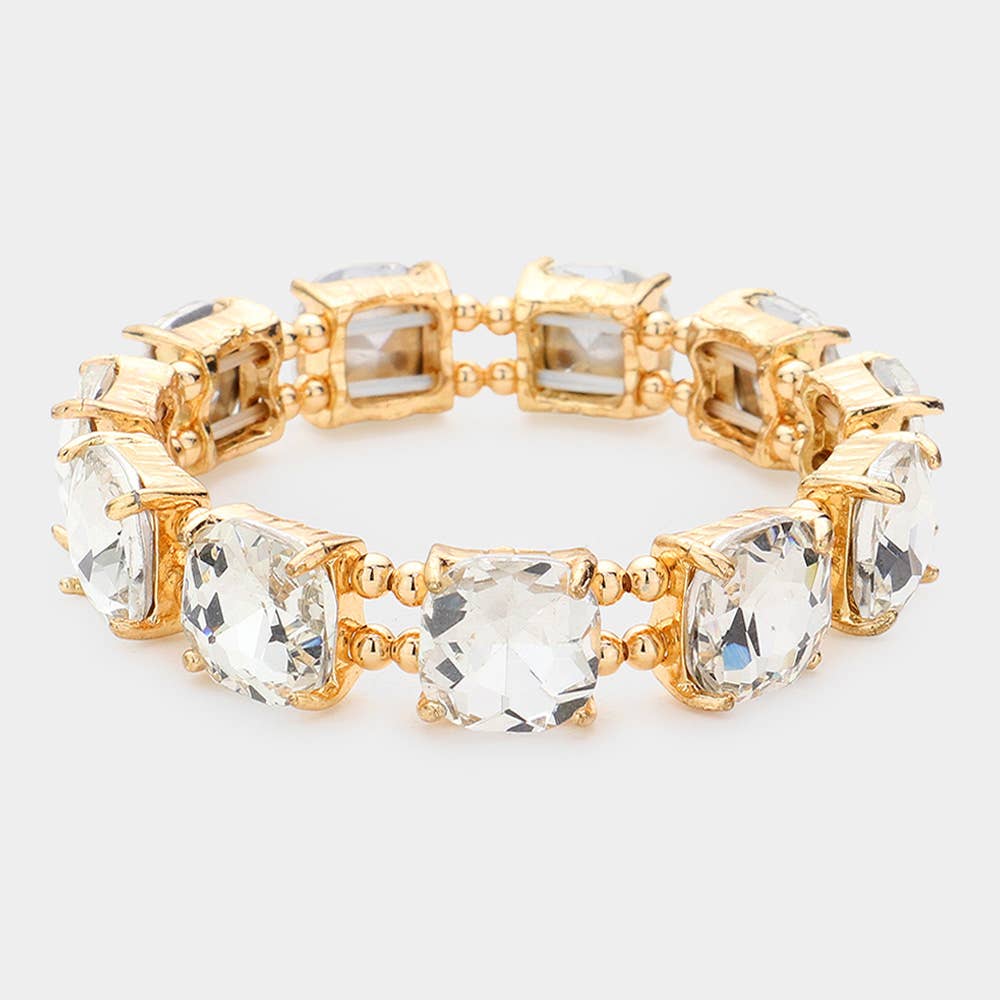 Cushion Square Stone Stretch Evening Bracelet: GCL