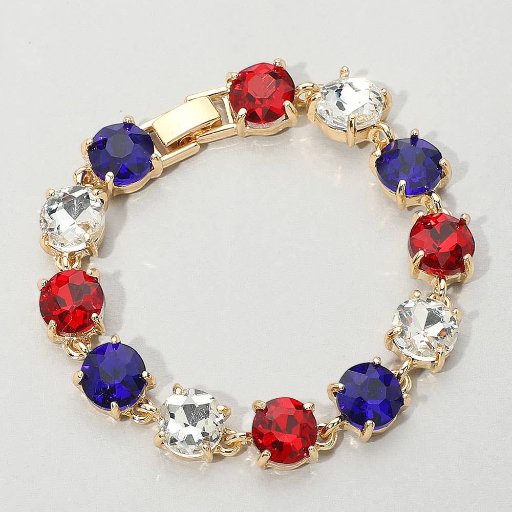 Round Stone Link Evening Bracelet: AB,Aqua