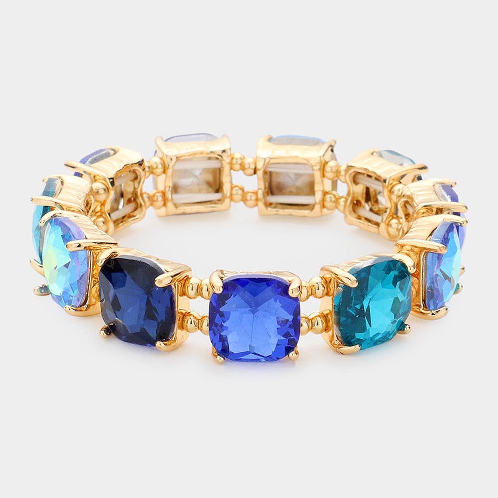 Cushion Square Stone Stretch Evening Bracelet: GCL