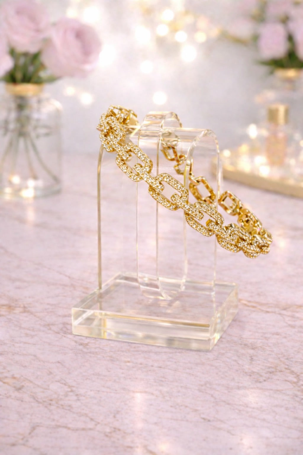 Gold Crystal Link Bracelet