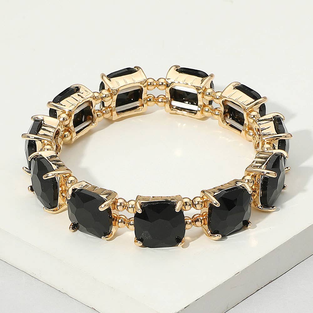 Cushion Square Stone Stretch Evening Bracelet: GCL