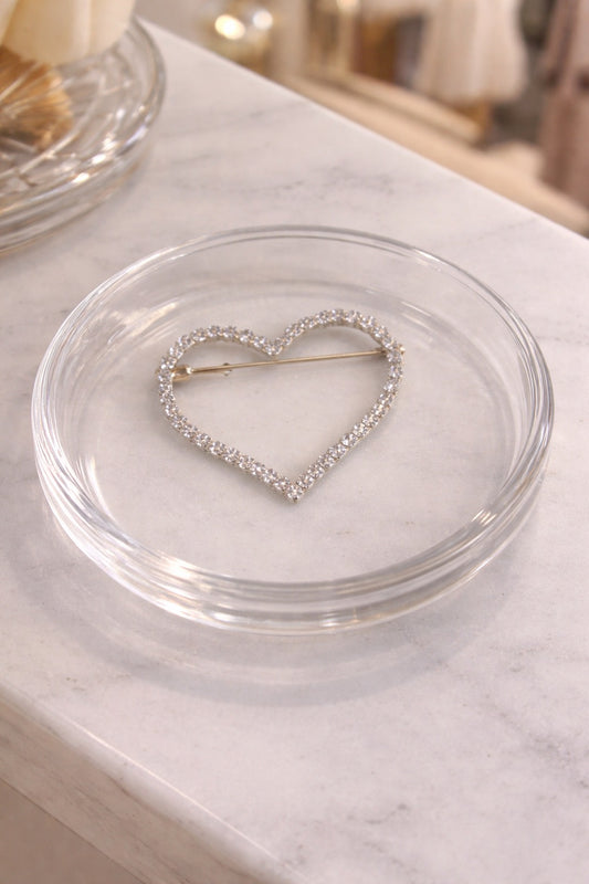 Silver Crystal Heart Pin