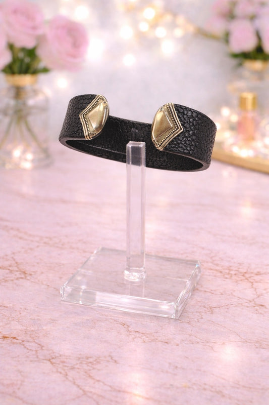 Leather/Sterling Silver Cuff Bracelet