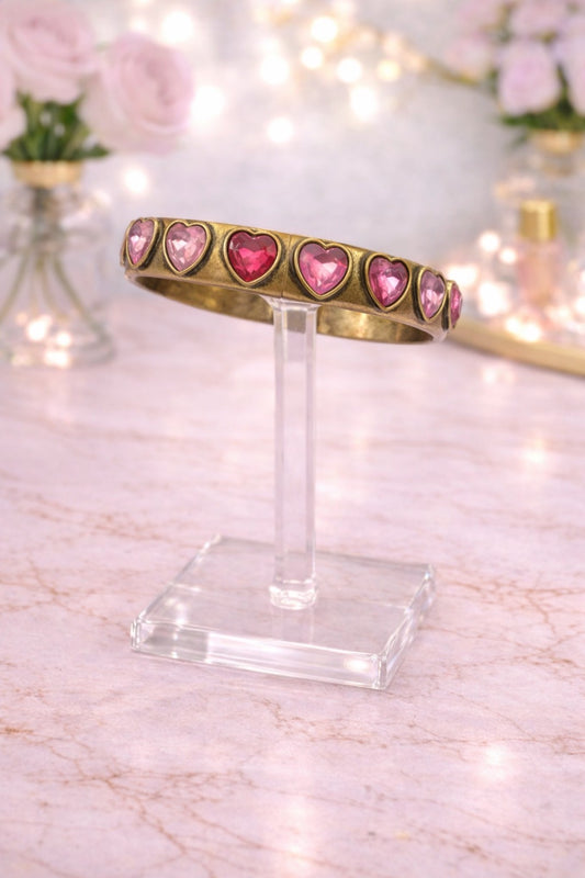Pink Heart Burnished Gold Bracelet