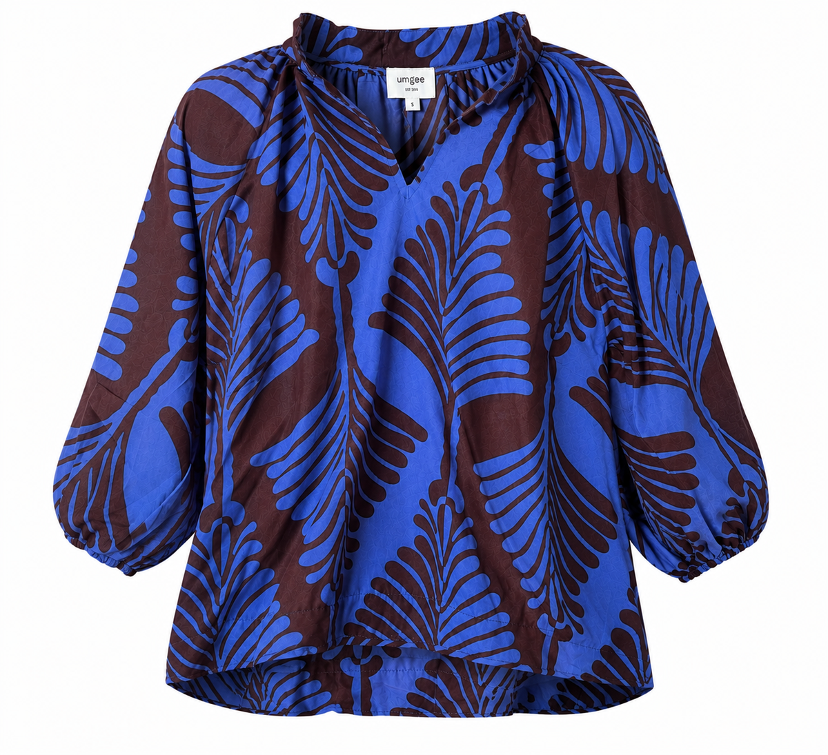 Vera Leaf Print Blouse Plum