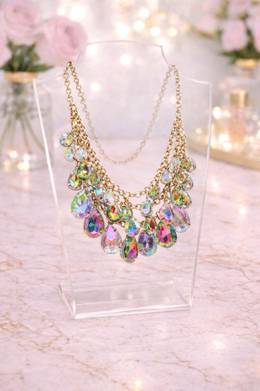 Gold Volcano AB Multi Teardrop Necklace