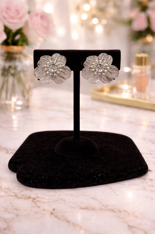 Small Silver Flower Earrings