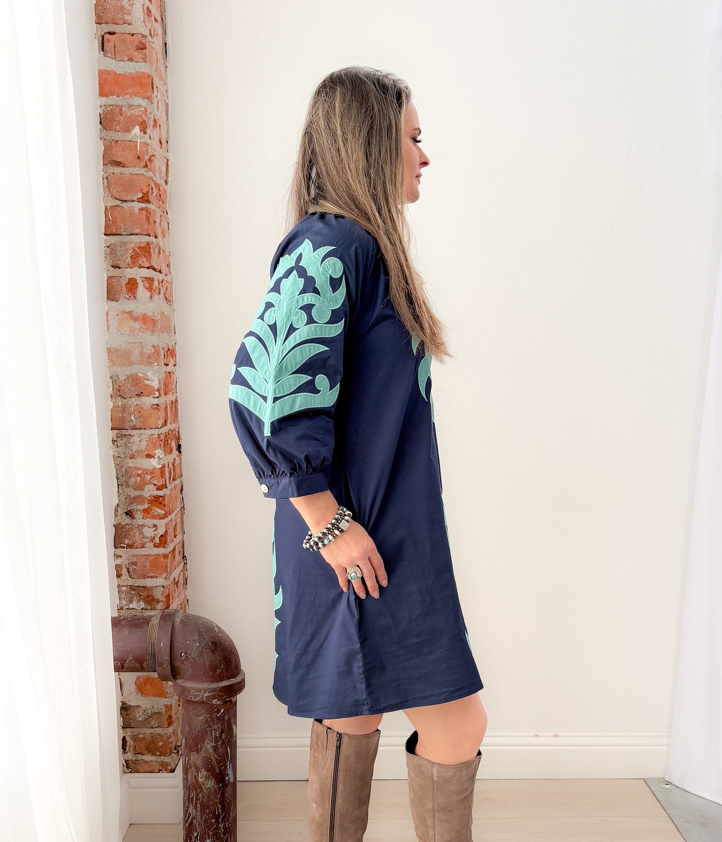 Navy and Teal Manor Dress