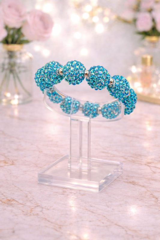 Blue Large Crystal Bead Bracelet