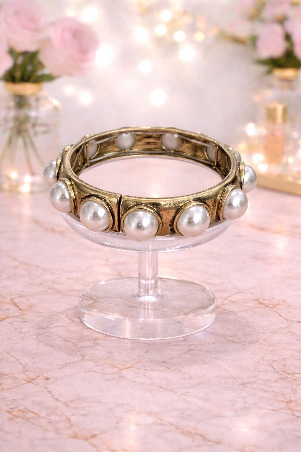 Burned Gold Pearl Bracelet