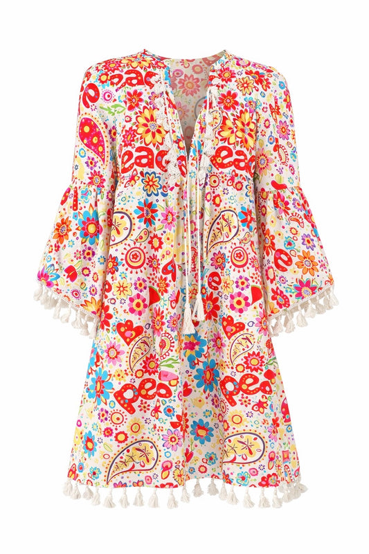 Mele Red Tassle Dress