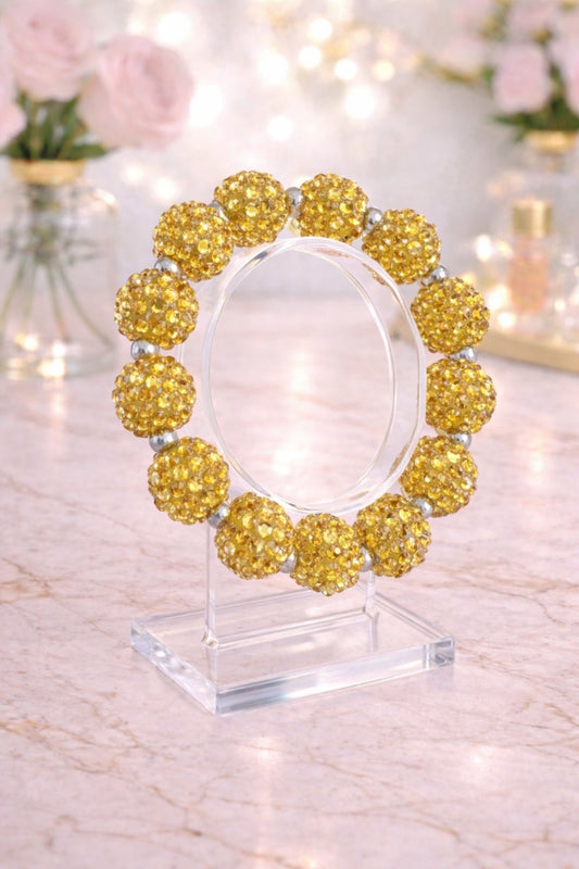 Yellow Large Crystal Bead Bracelet