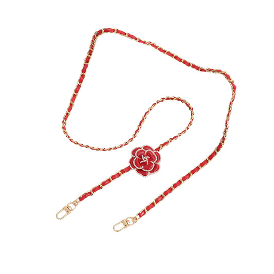 Cellphone Crossbody Chain with Flower Red