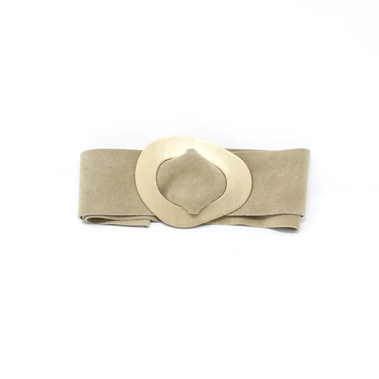 Beige Suede Metallic Belt