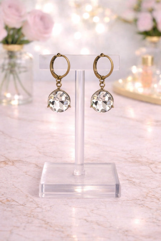Clear Gold Circle Earrings