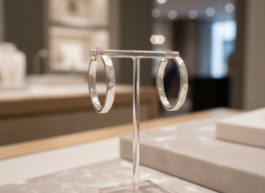 Silver Hammered Hoop Earrings