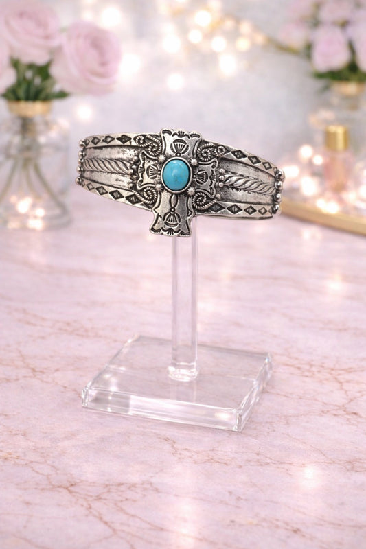 Western Cross Howlite Turquoise Bracelet