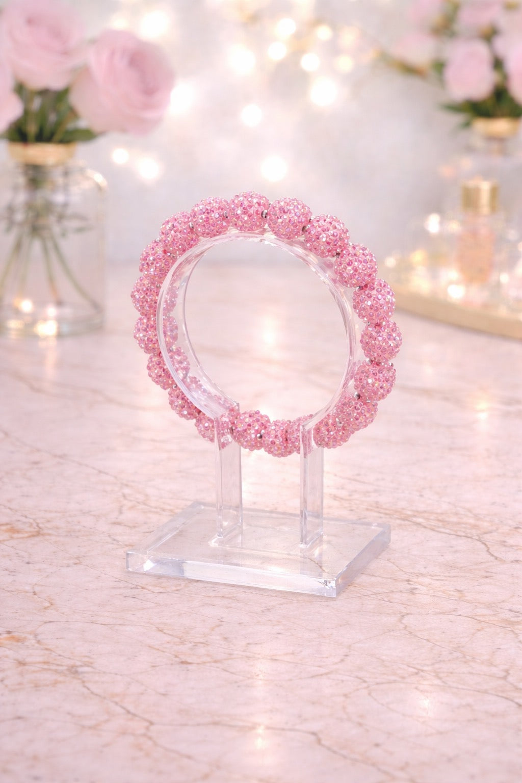 Light Pink Large Crystal Bead Bracelet
