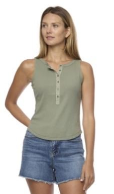 Denning Henley Tank Top Sage