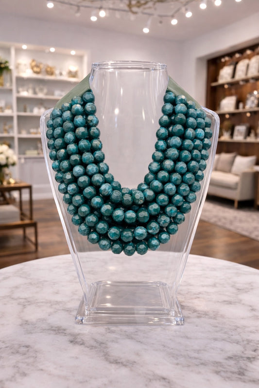7 Strand Teal Magnetic Closure Necklace