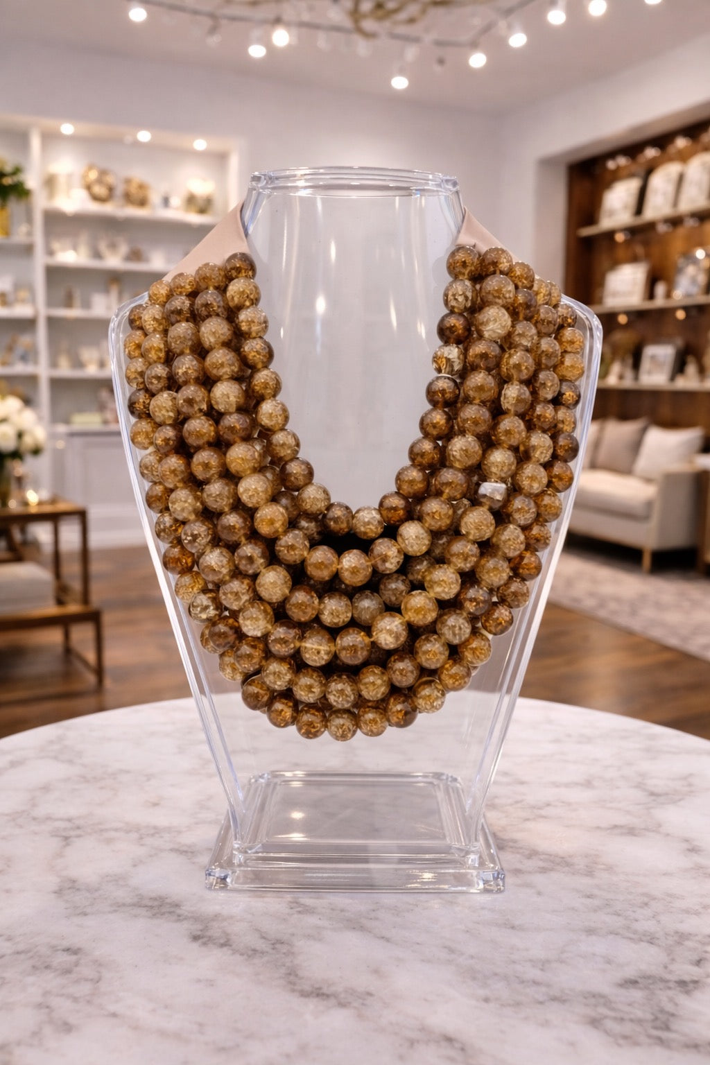 7 Strand Amber Magnetic Closure Necklace