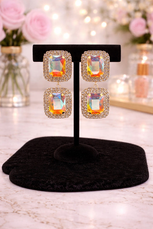 Large AB Stone Earrings