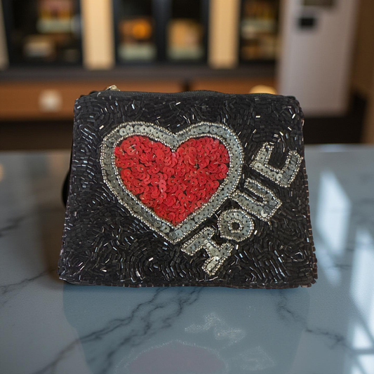 Love Heart Beaded Bag