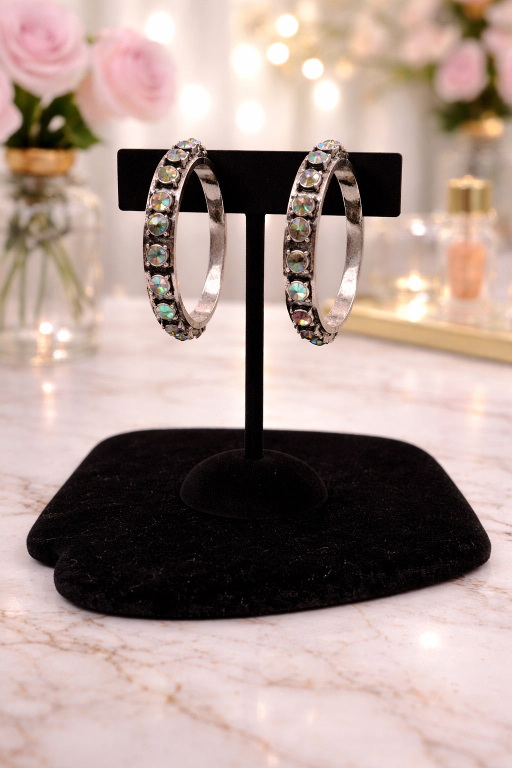 AB Stone Hoop Earrings