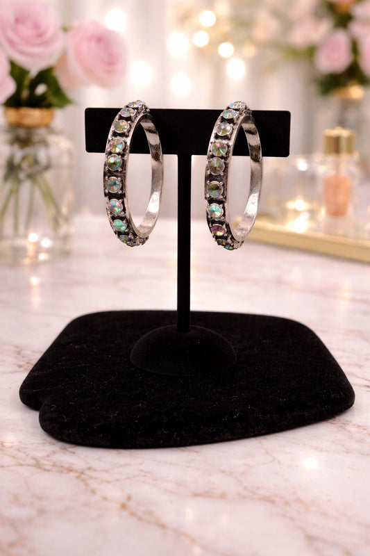 AB Stone Hoop Earrings