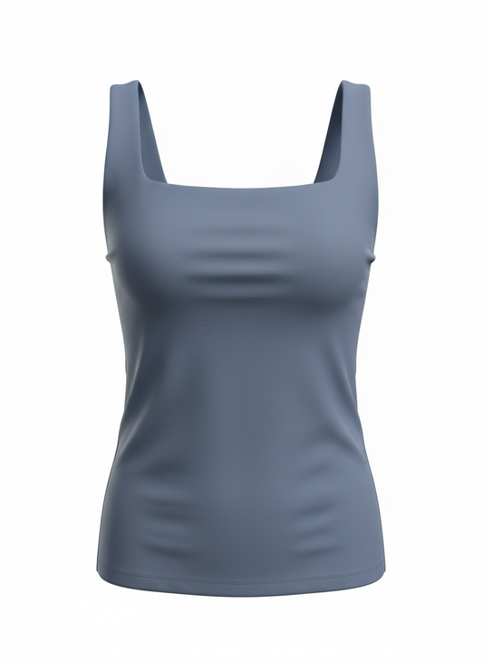 Andie Butter Square Neckline Tank Top Paradise Blue Plus Size