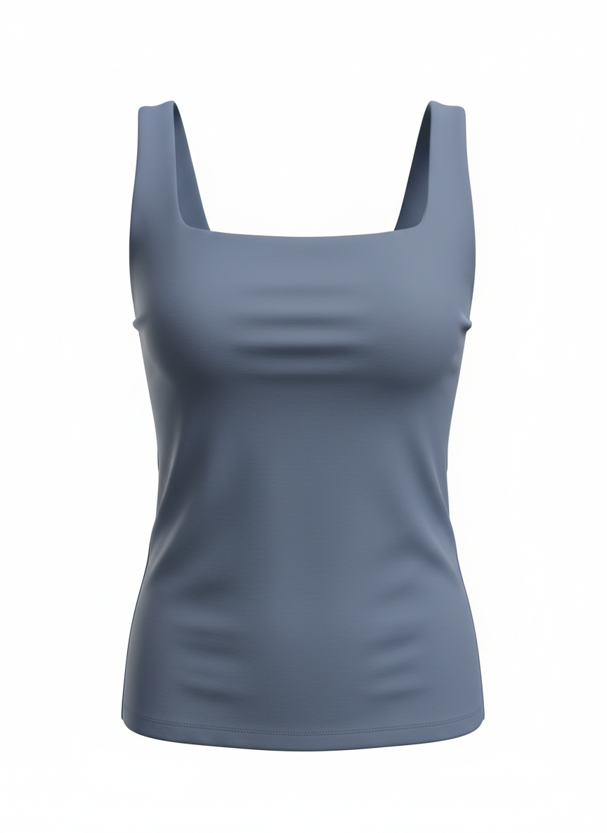 Andie Butter Square Neckline Tank Top Paradise Blue