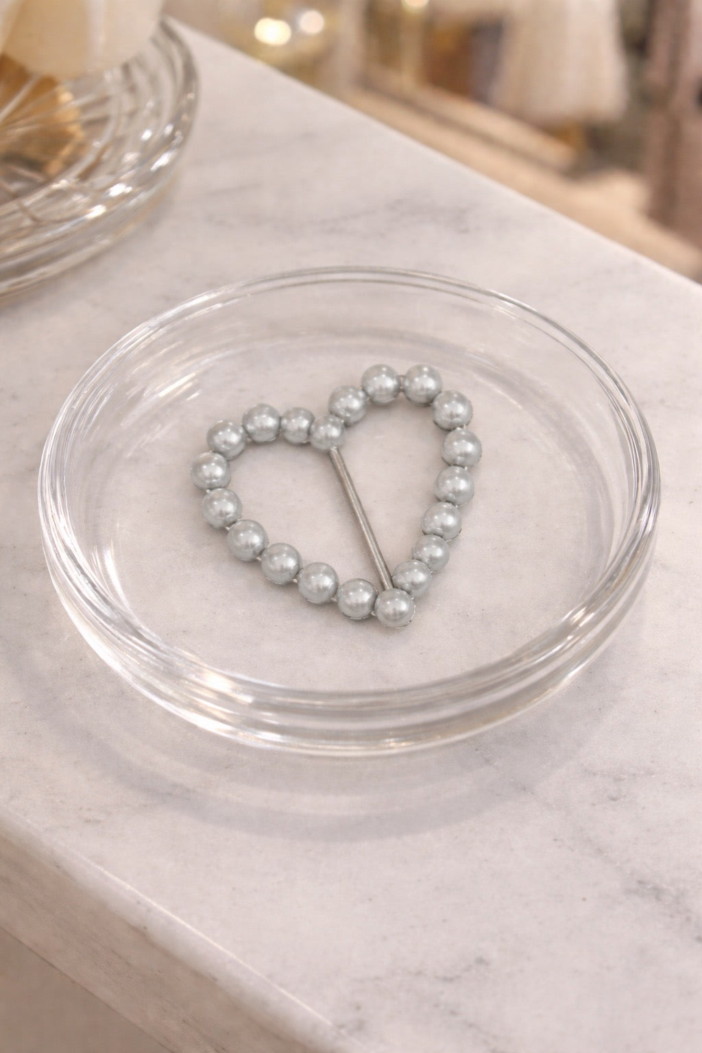 Silver Pearl Heart T-Shirt Tie