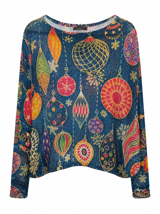 Noelle Ornament Print Sweater